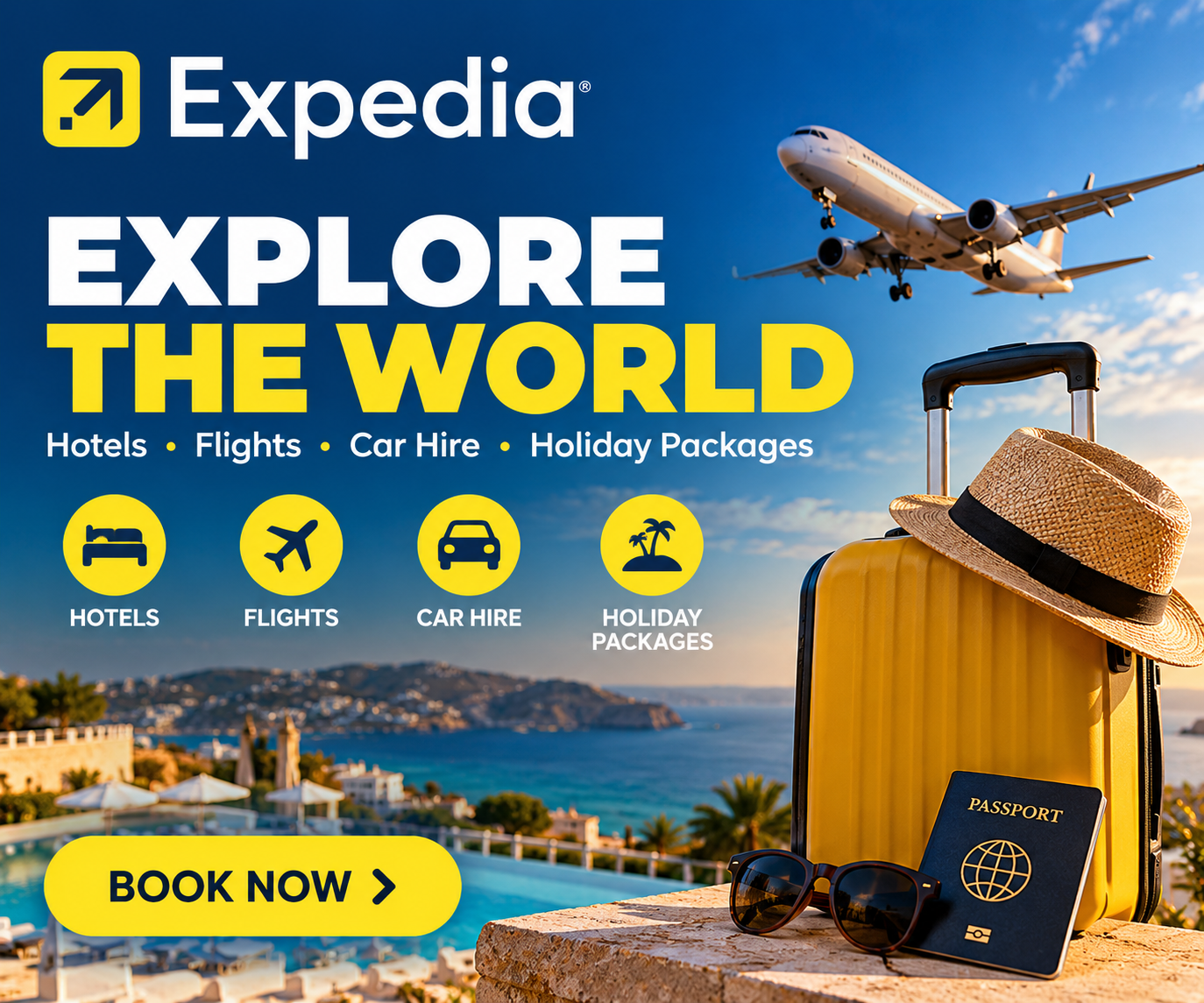 Expedia — Explore the world. Hotels, flights, car hire and holiday packages. Book now.